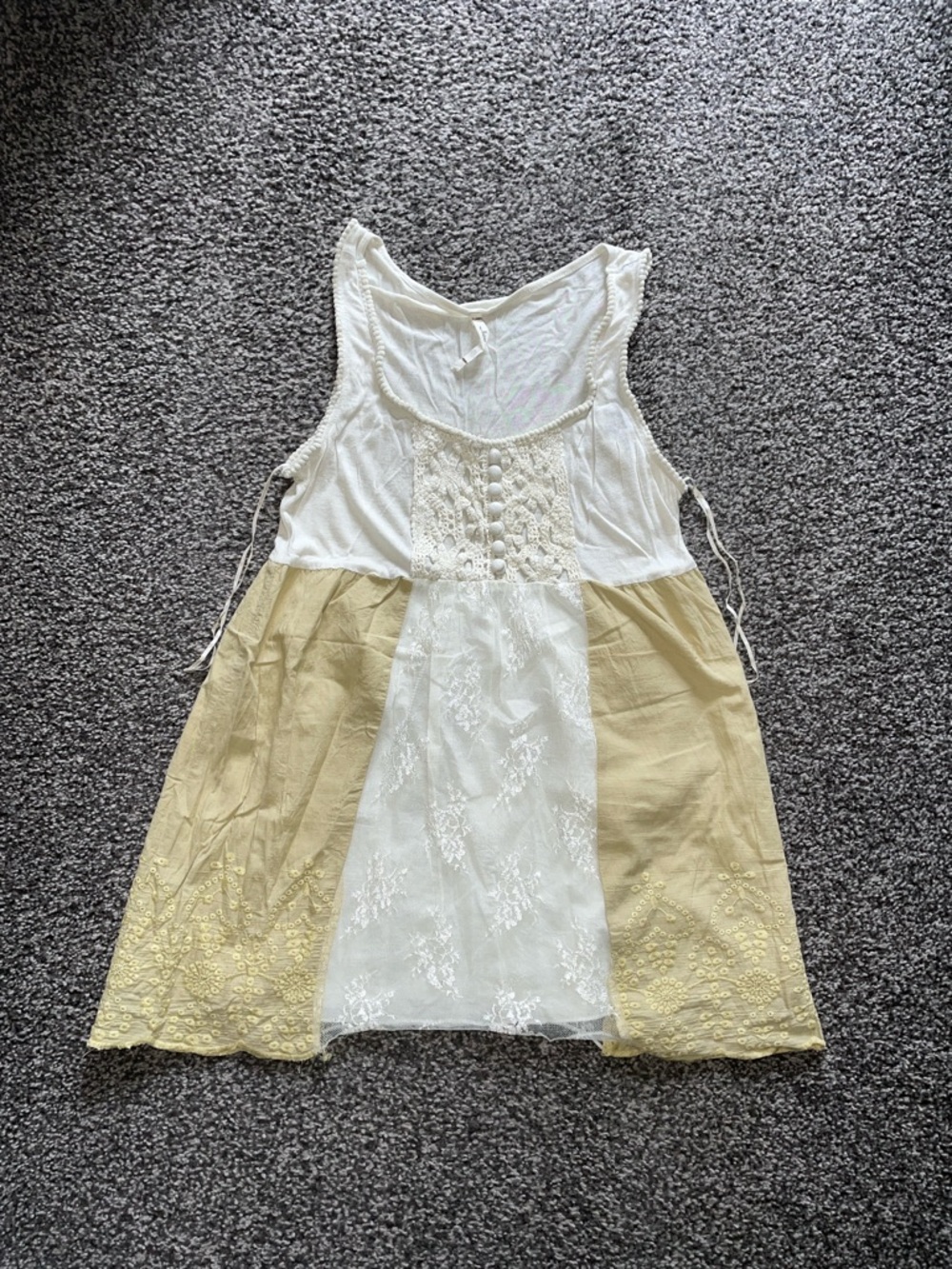 Willow & Clay Boho Lace Panel Baby Doll Tank Top Cream/Taupe Size Small